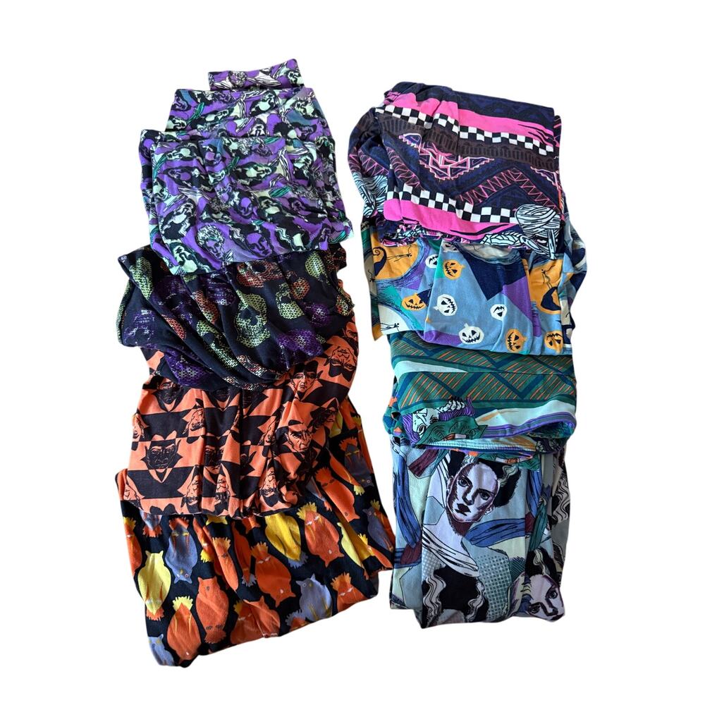 Lularoe Halloween Fall colorful print soft legging bundle‎ TC2 Tall and Curvy